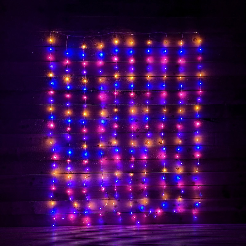 240 LED 2m x 1.5m Curtain Indoor Outdoor Multifunction Christmas Lights with Timer in Rainbow