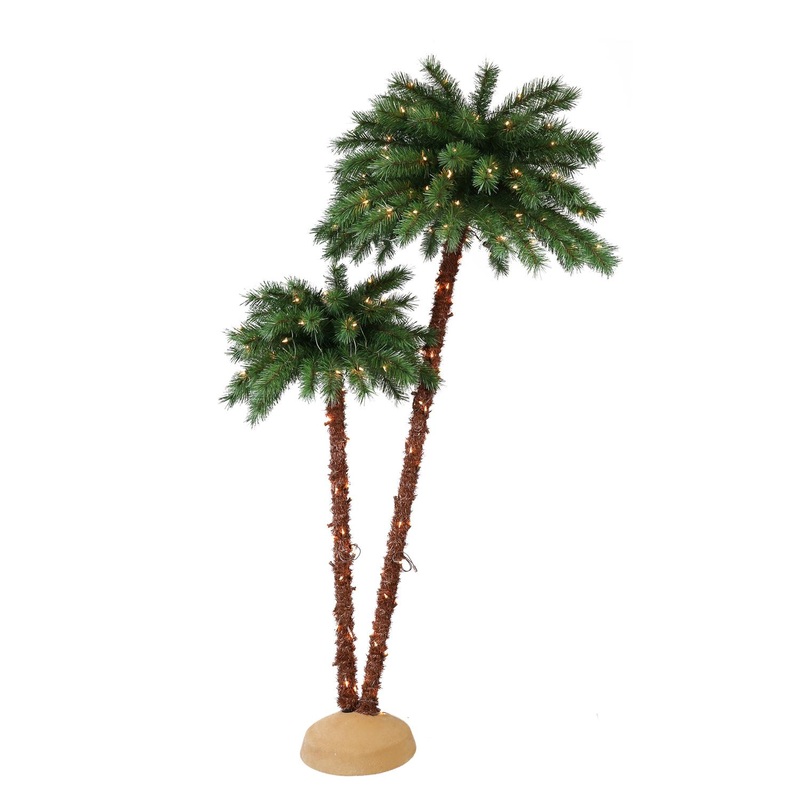 Puleo International 6 ft. Slim Incandescent 175 ct Artificial Palm Tree