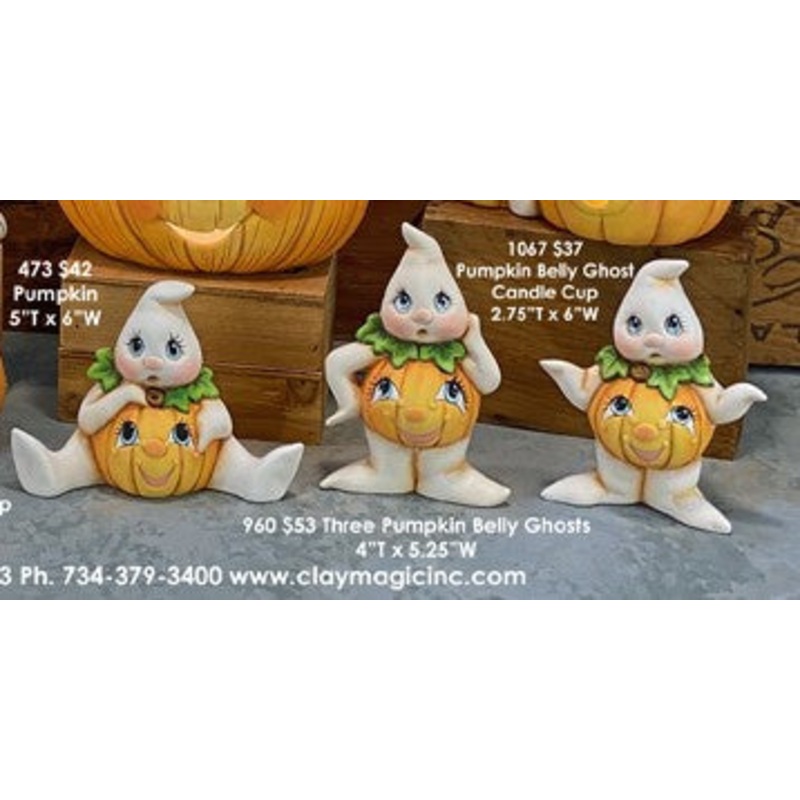 3 Pumpkin Belly Ghosts