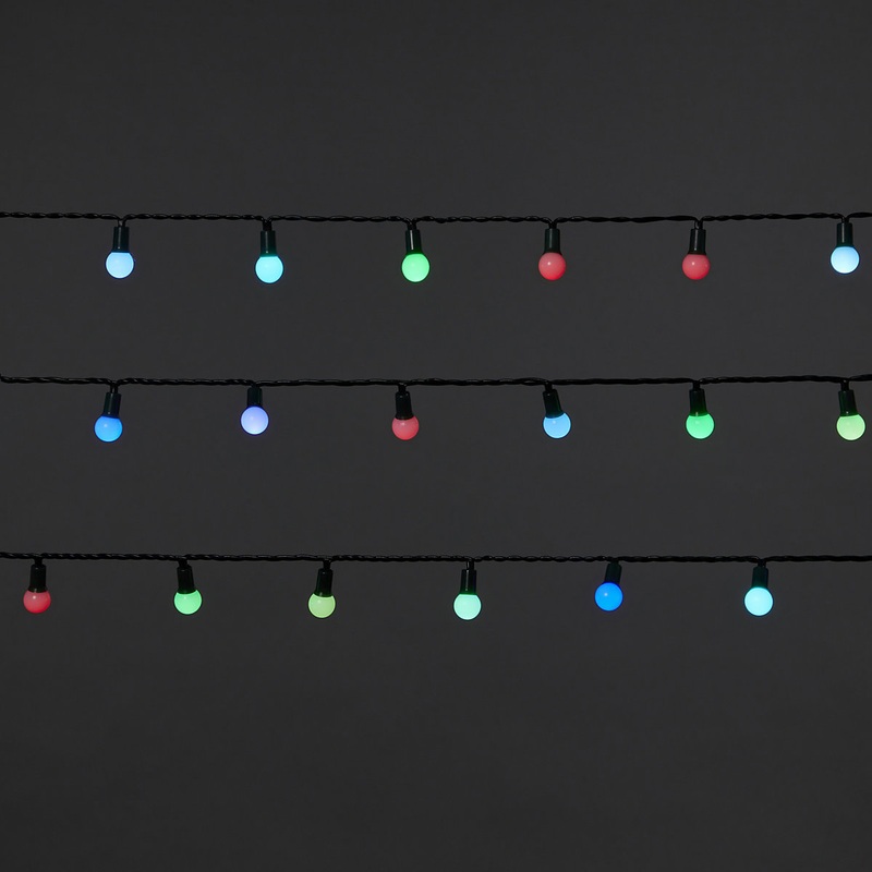 240 Colour changing Berry LED String lights With timer function & 25.12m Green cable
