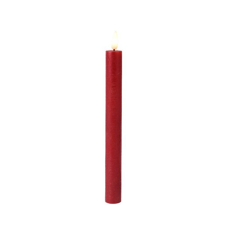 9.6″ LED Wick, Wax Dinner Candle, Box of 2, Red