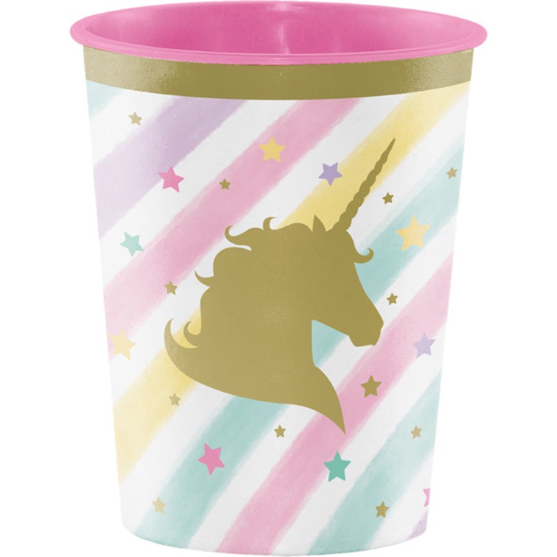 12 pc Bulk Sparkle Unicorn 16 oz Plastic Keepsake Cups