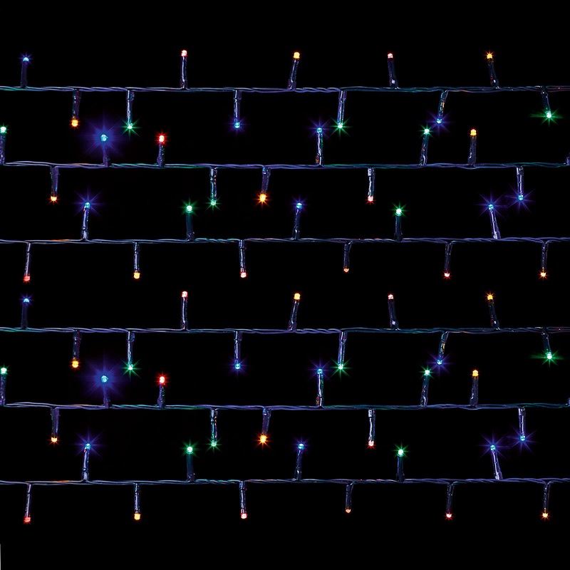 Multi-action 1500 Multicolour Treebrights LED String lights With timer function & 5m Green cable