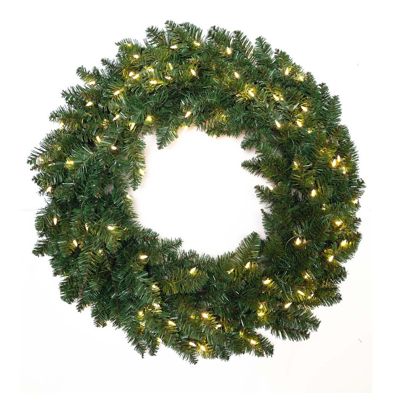 24″ Finley Spruce Wreath – Clear LED