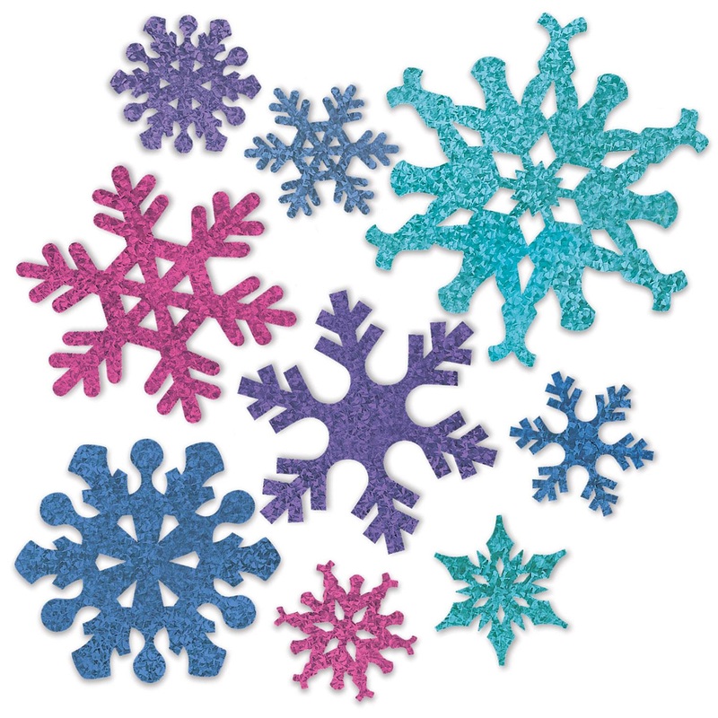 108 Pack Bulk Christmas Snowflake Cutouts- Asst Colors