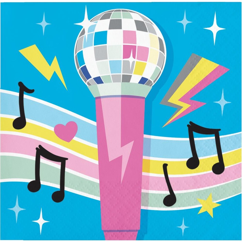 192 pc Bulk Birthday Beats Disco Party Microphone Paper Beverage Napkins