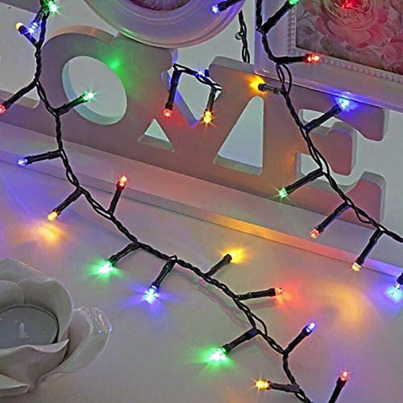 1000 LEDs Multicolour Compact LEDs Green Cable with 8 Effects Multifunction Auto Memory Indoor/Outdoor Christmas Home Decorations