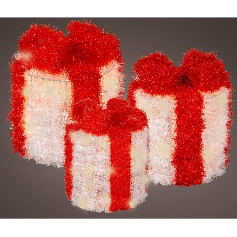 LED Tinsel Gift Box Trio