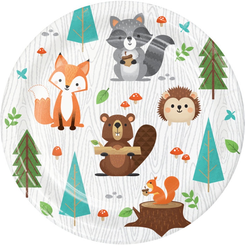 Wild One Woodland Animals Paper Dessert Plates (8/Pkg)