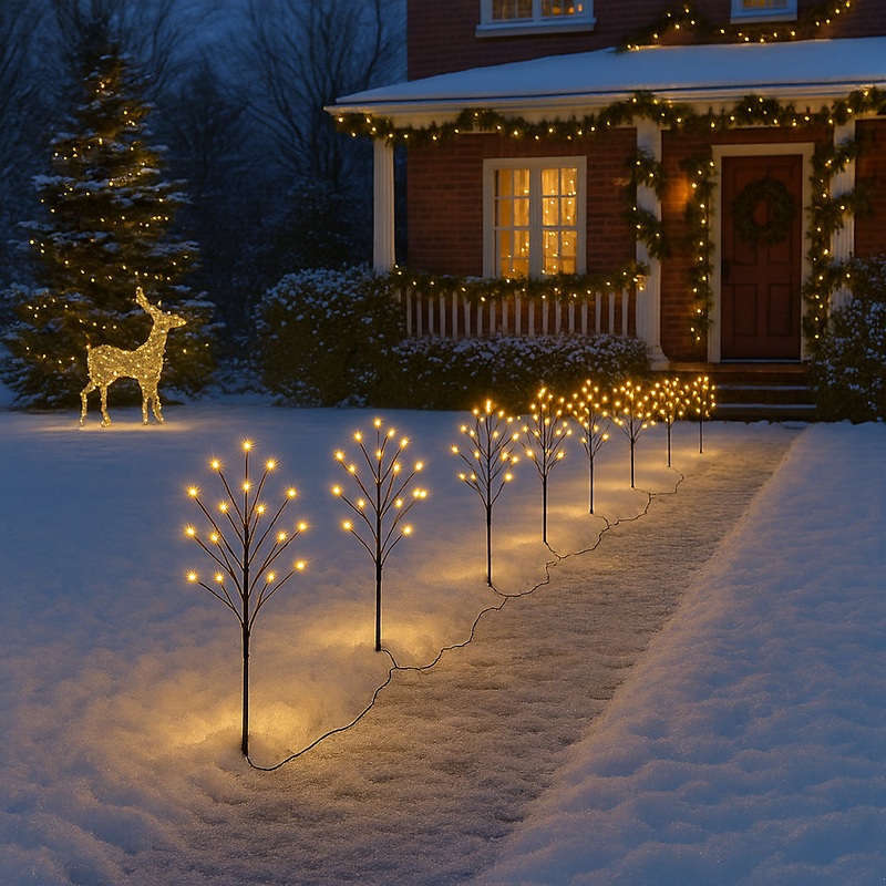 Valiant Christmas Pathway Lights 8 Pack LED Warm White LED Branches with Ground Stakes