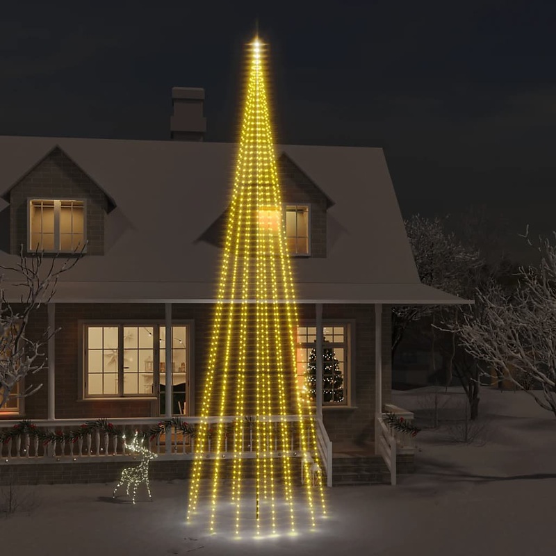 Berkfield Christmas Tree on Flagpole Warm White 1134 LEDs 800 cm