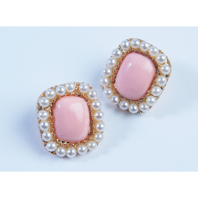 50’s Square Earrings-Pink