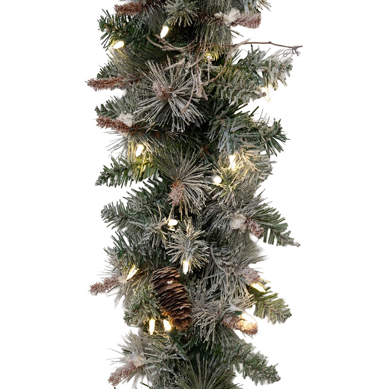 9′ X 12″ Frosted Virginia Garland – Clear LED