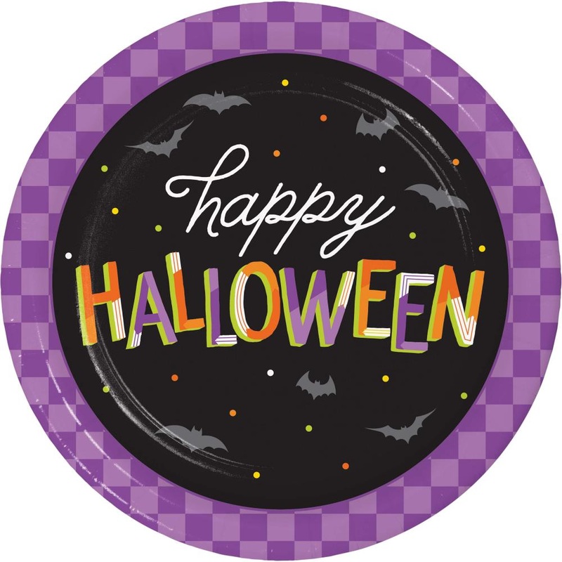 96 pc Bulk Retro Halloween Paper Dinner Plate