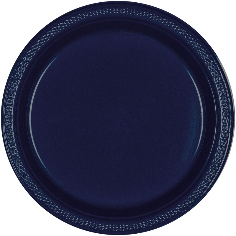 True Navy Round Plastic Plates – 7 in.