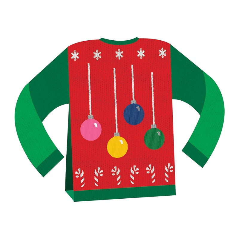 12 Pack Bulk Christmas 3-D Ugly Sweater Centerpiece