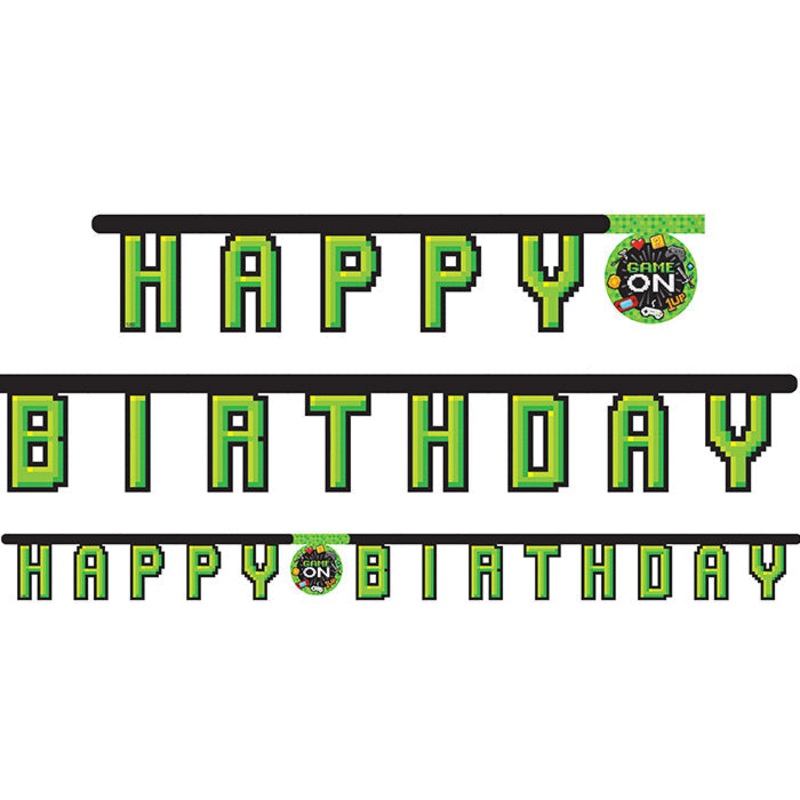 12 pc Bulk Video Games Party Happy Birthday Banners