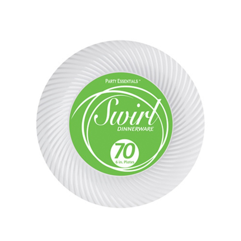 6″ SWIRL PLATES  WHITE 70 CT.