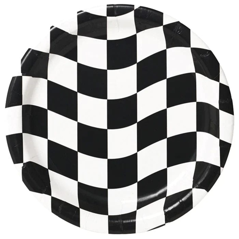 Black and White Checkered Paper Plates