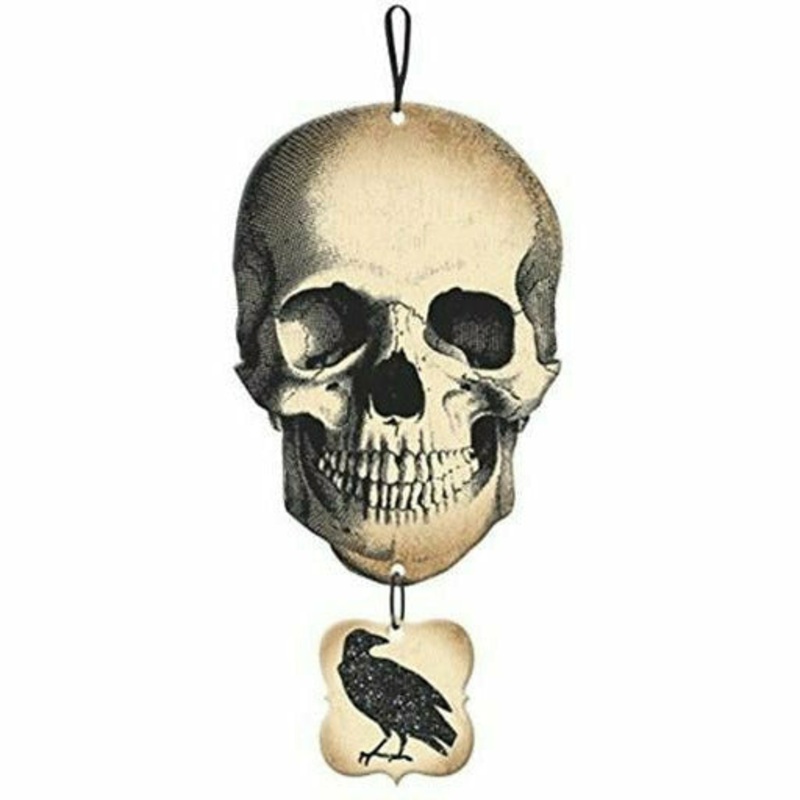 Boneyard Skull & Crow Hanging Sign