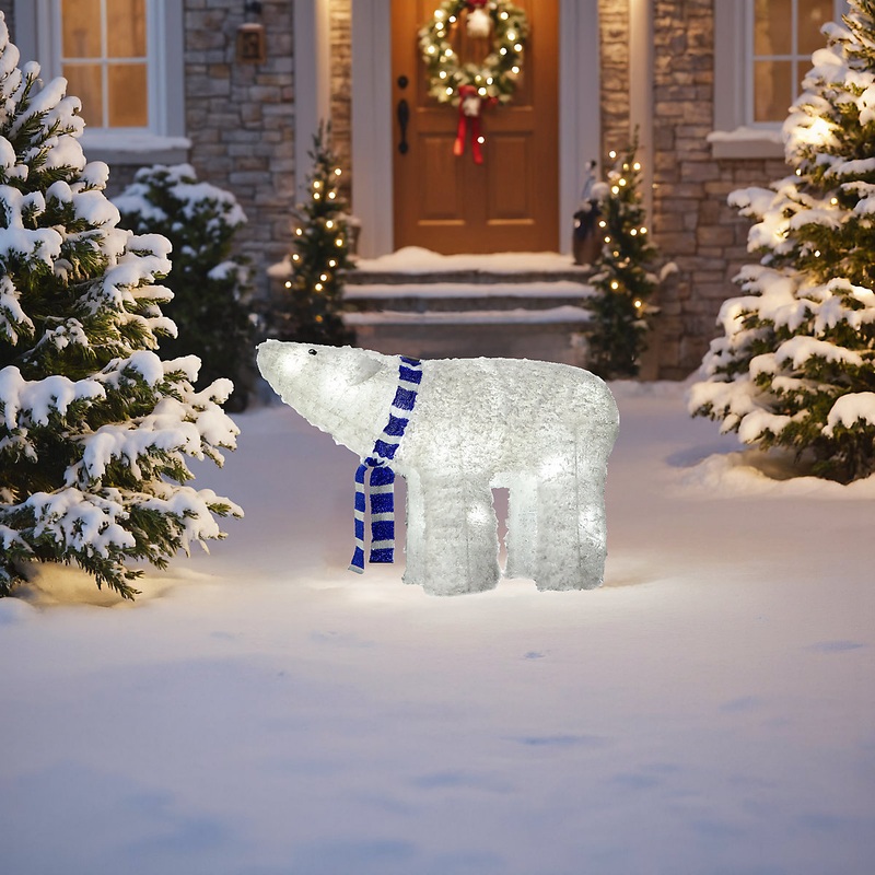 Ice white LED Polar bear Freestanding Silhouette (H) 520mm