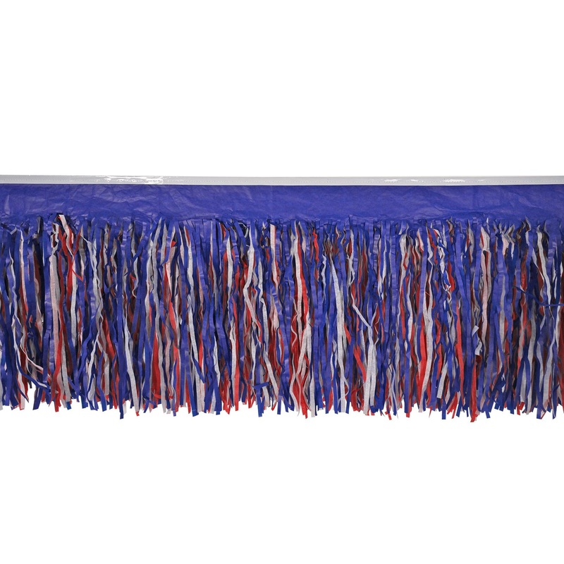 12 Pack Bulk 6-Ply Tissue Fringe Party Drape – red – white – blue