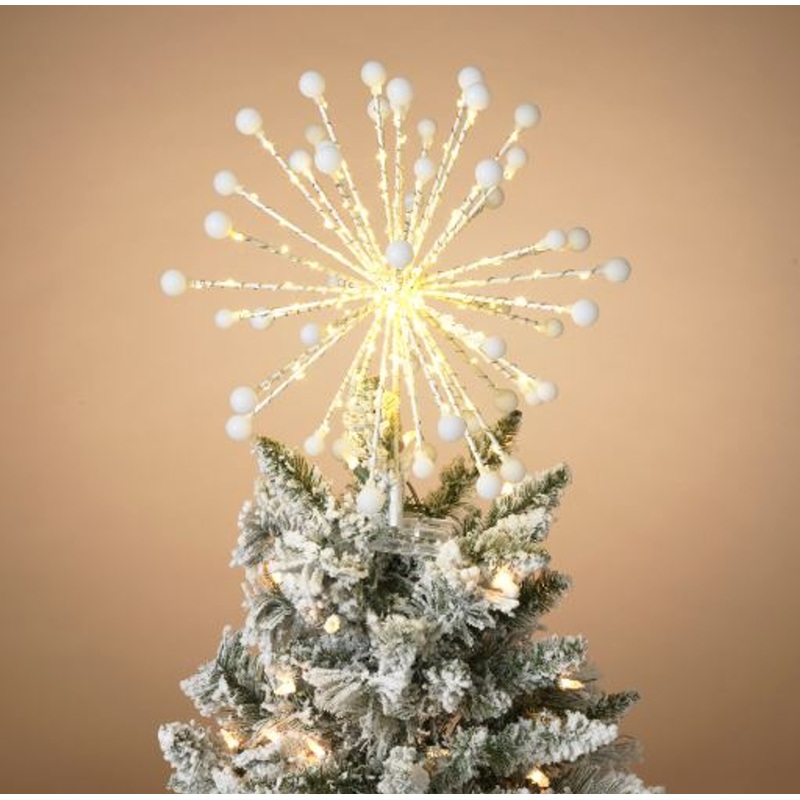 LED Lighted Starburst with Ball Caps Tree Topper