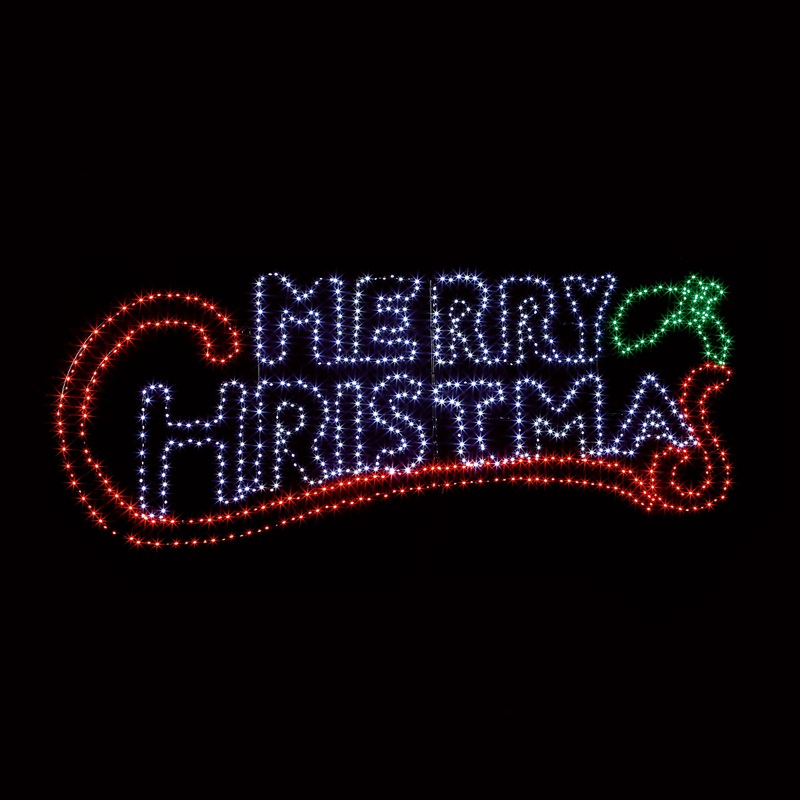 Multicolour LED Merry Christmas Silhouette (H) 2000mm