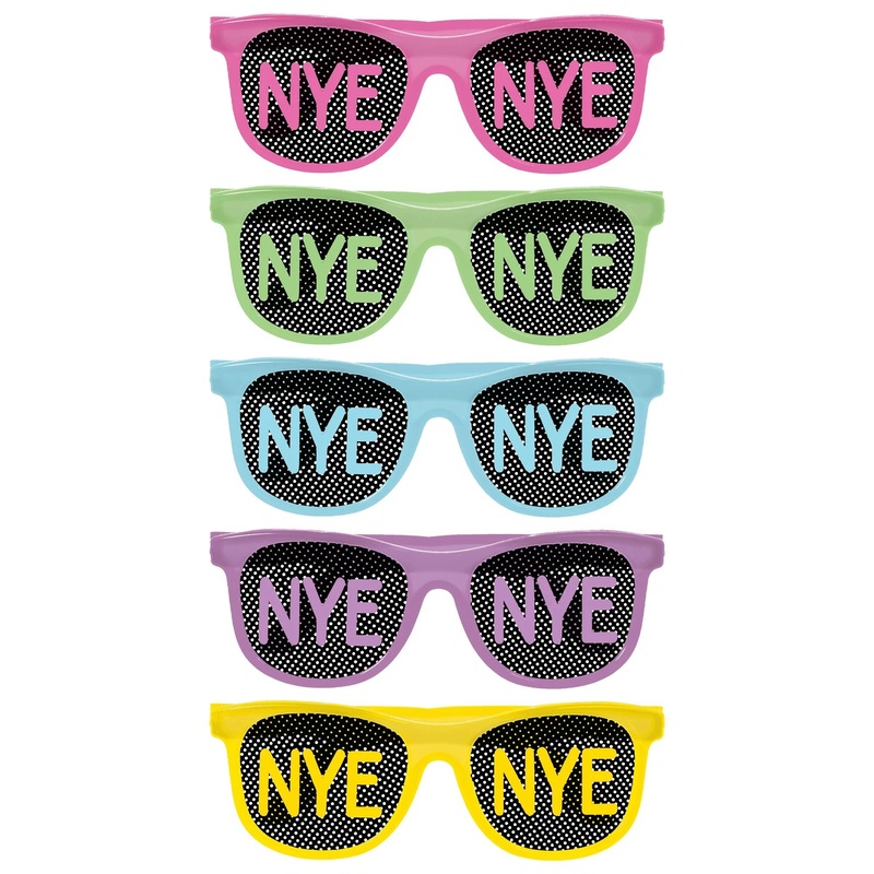 NYE Printed Plastic Glow In The Dark Glasses – Colorful