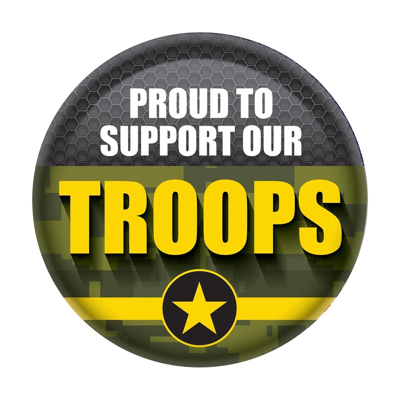 6 Pack Bulk Proud To Support Our Troops Button- Army