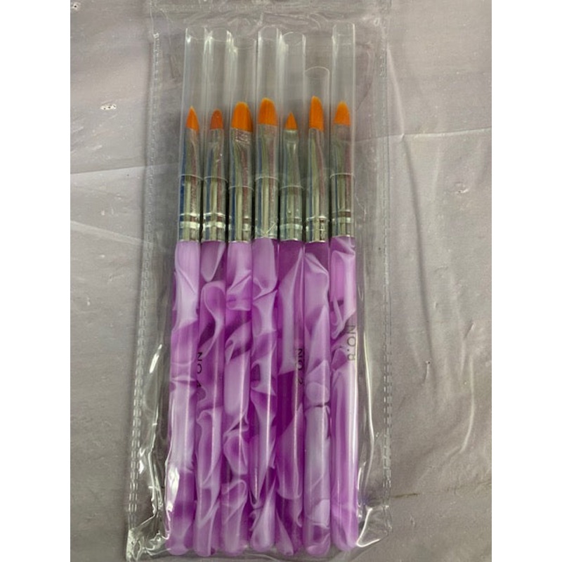 7 pc set Purple Marble Filbert Brush Set