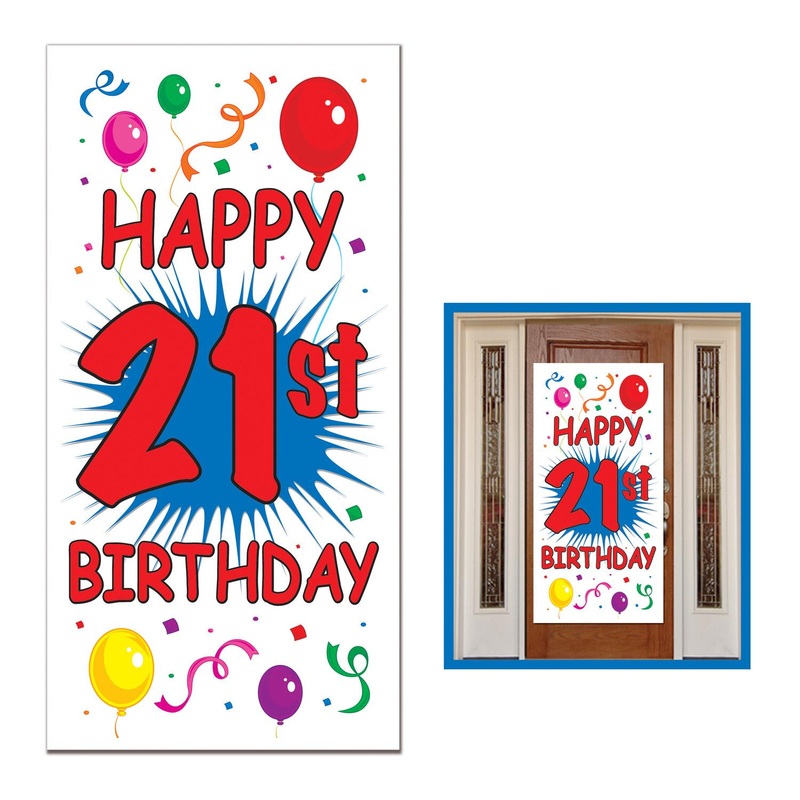 12 Pack Bulk 21st Birthday Party Door Cover- Multicolor