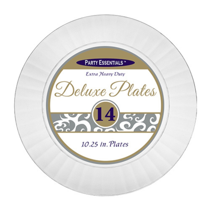 10.25 DELUXE DINNER PLATES  CLEAR 14 CT.