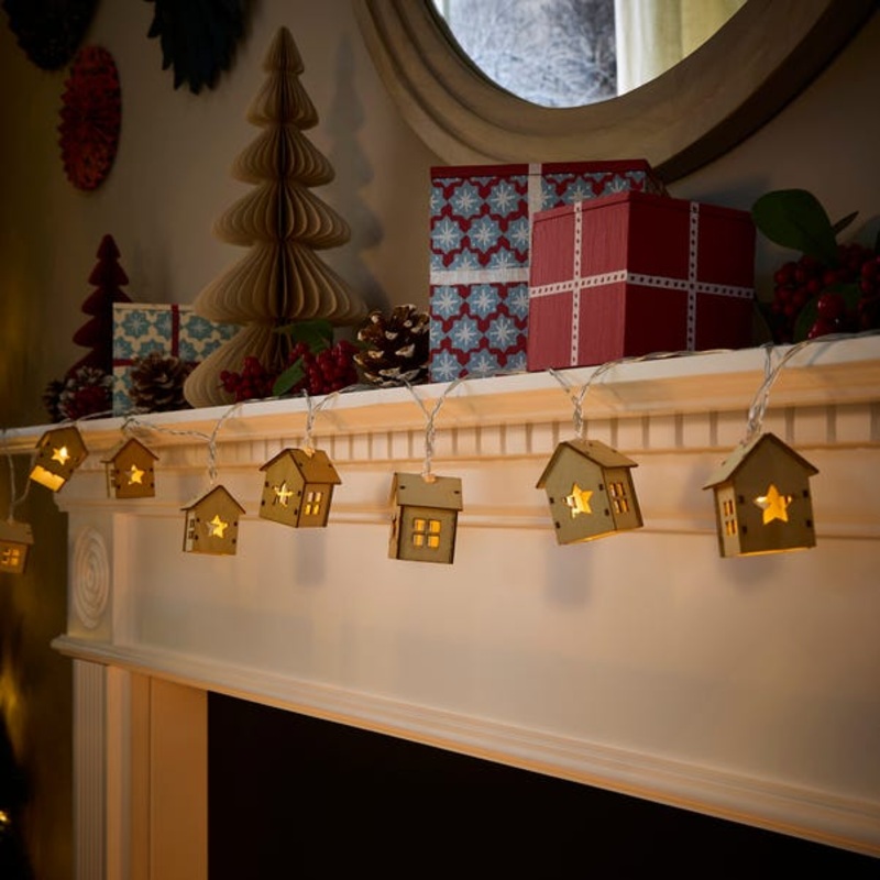 Wooden House String Lights