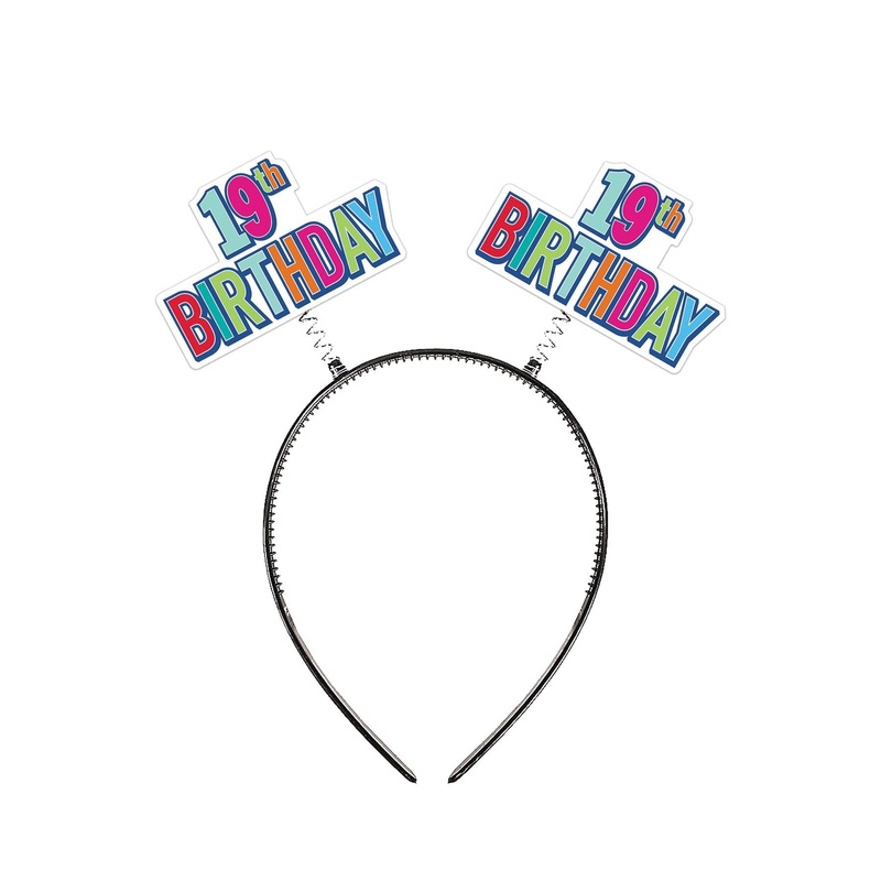 12 Pack Bulk 19th Birthday Boppers multi-color