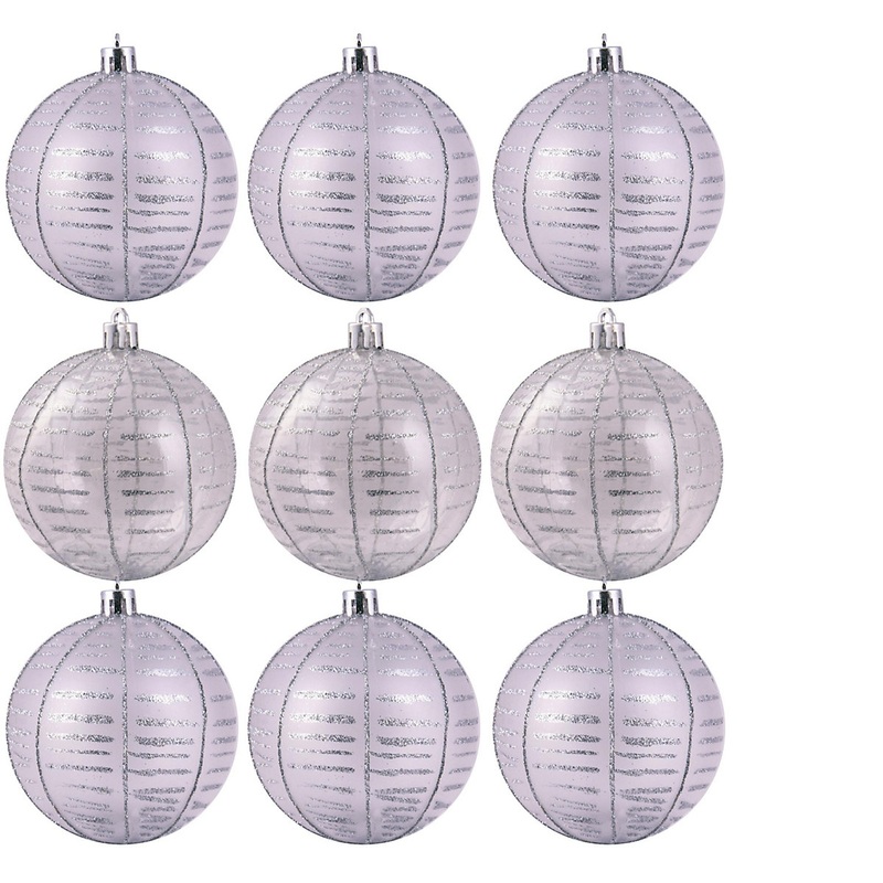 10cm Hand Painted Shatterproof Bauble Design 12 (9 Pack)