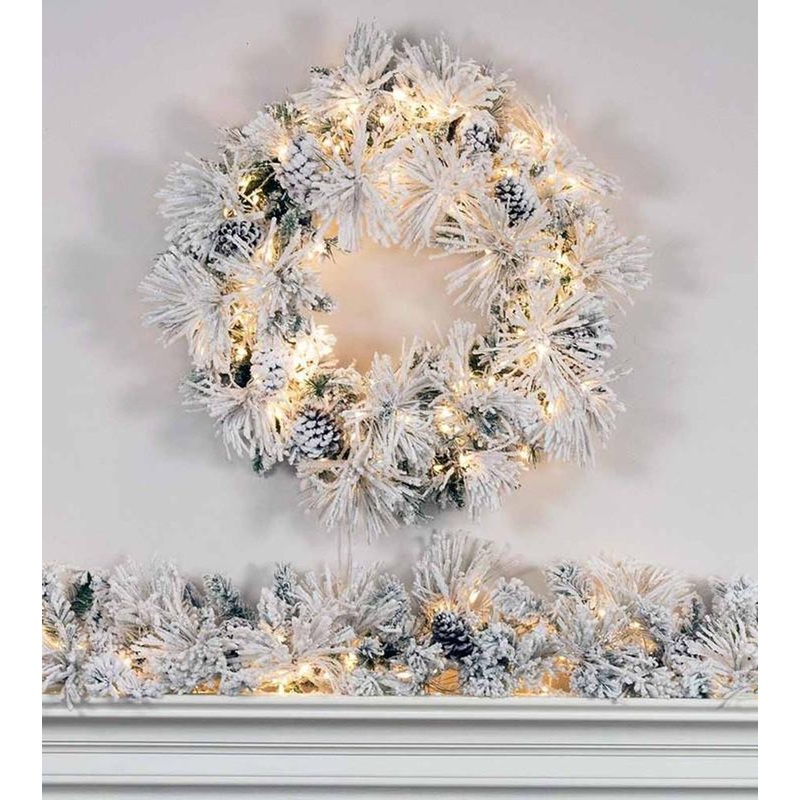 9′ X 14″ Snow Angel Garland – Clear LED