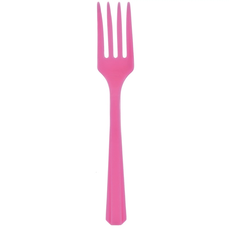 Value Reusable Plastic Forks, Mid Ct. – Bright Pink