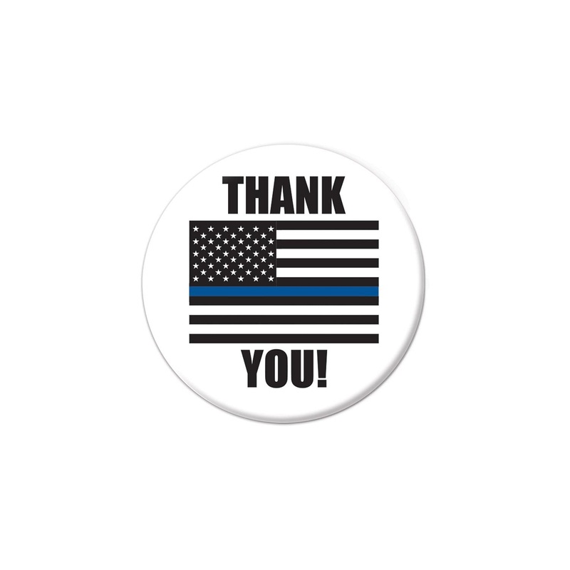 6 Pack Bulk Thank You! Law Enforcement Button- Flag