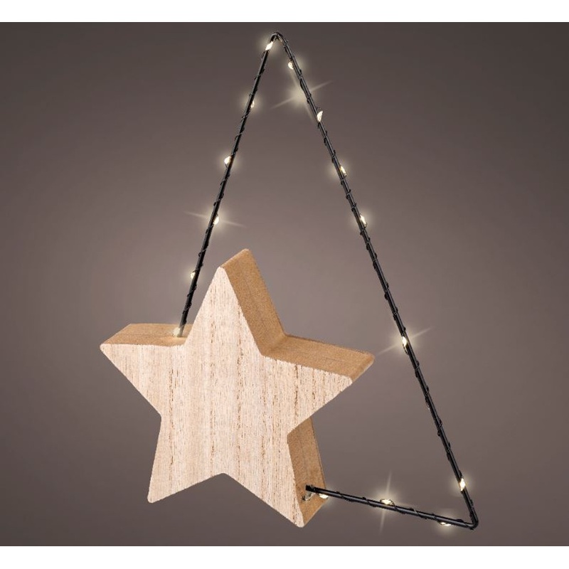 Micro LED Tree Frame with Wood Star 11.8″
