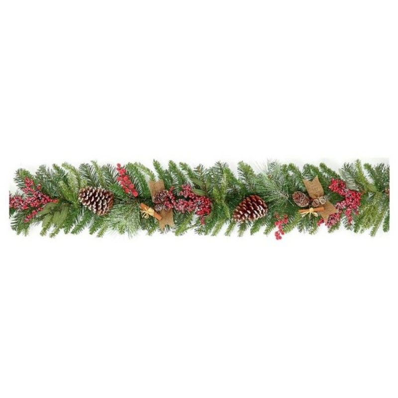 Premier Decorations Berry & Cone Frosted Christmas Garland
