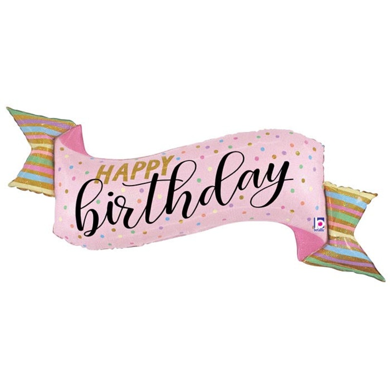 45″PKG HBD PASTEL BANNER GLTTR HOLOG SHA