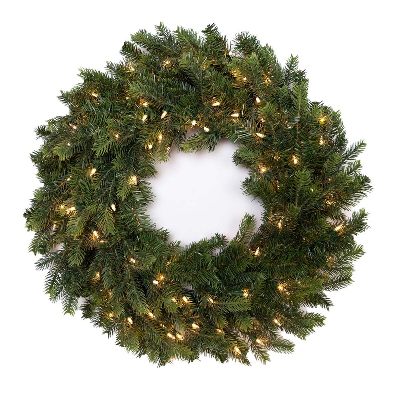36″ Victorian Fir Wreath- Clear LED