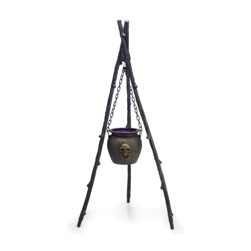 BLACK ANIMATED WITCH CAULDRON DECOR