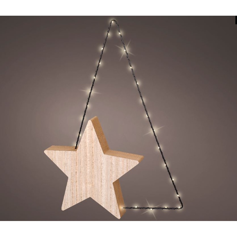 Micro LED Tree Frame with Wood Star 18.5″