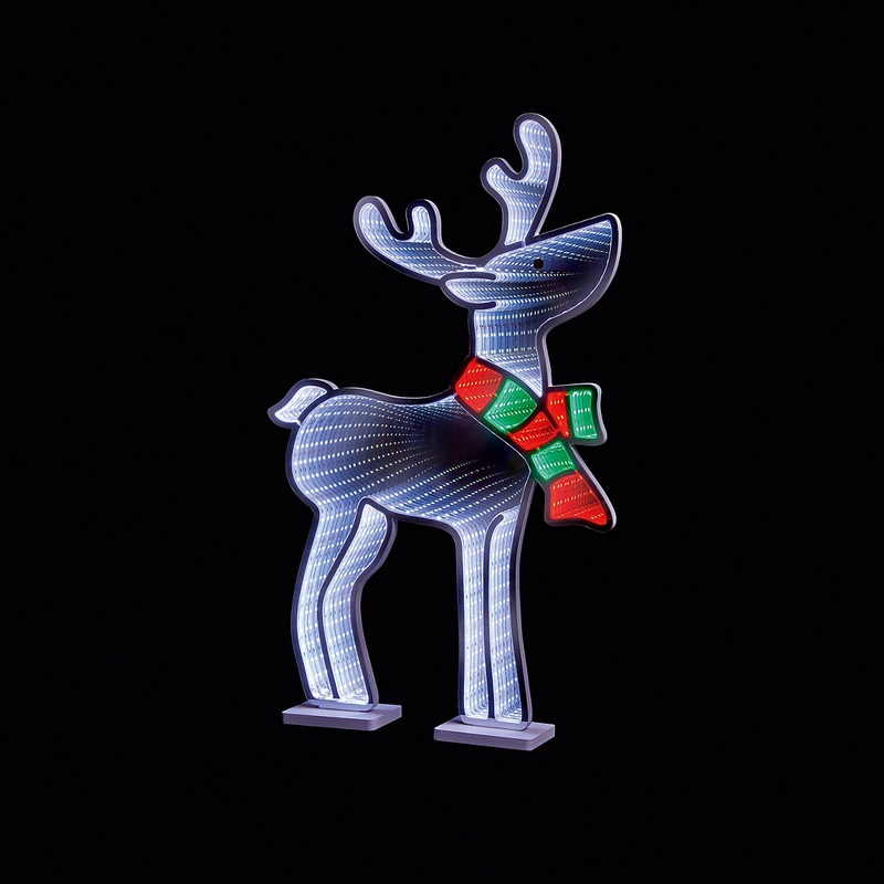 Multicolour LED Reindeer with scarf Infinity light (H) 590mm