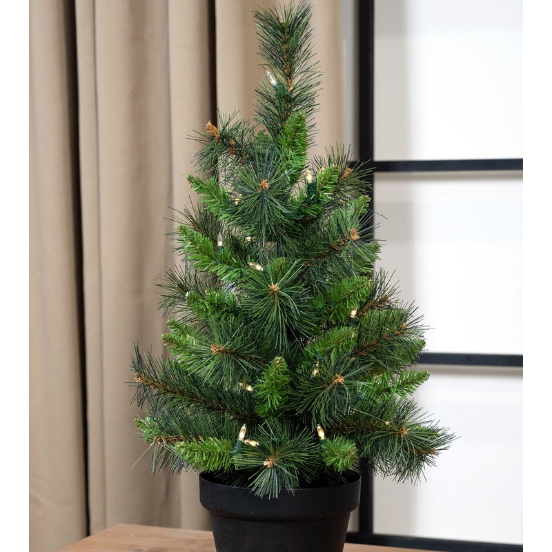 2′ Mixed Frasier Pine Potted Tree – Battery-Operated Clear LED