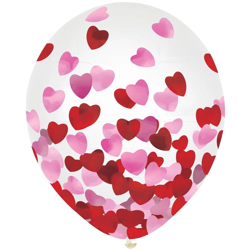 12″ Latex Balloons w/ Foil Heart Confetti