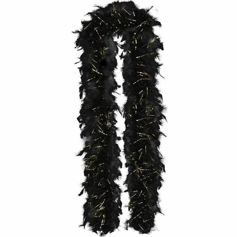 Black/Gold Hollywood Tinsel Feather Boa