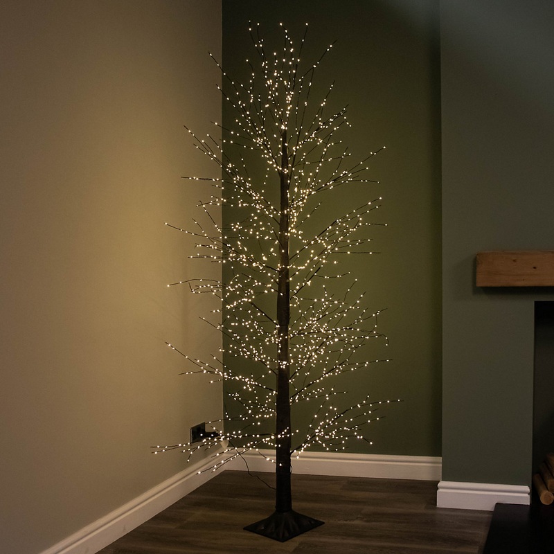 7ft (2.1m) Light up Black Micro Dot Christmas Tree with 1700 Warm White LEDs